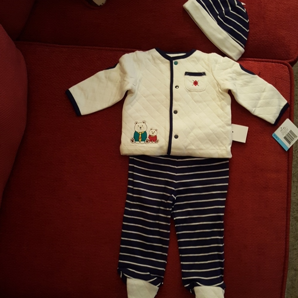 Little Me two-piece outfit with matching hat